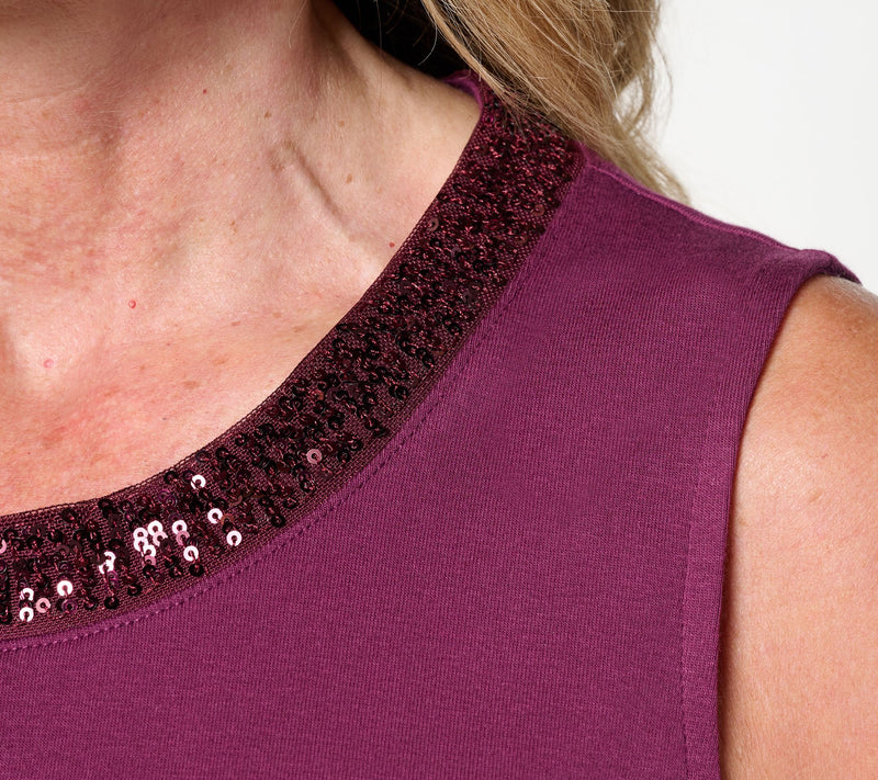 Jingle Belles by Kim Gravel TripleLuxe Knit Baby Sequin Trim Tank — View 6