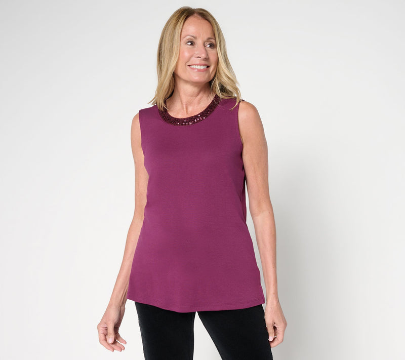 Jingle Belles by Kim Gravel TripleLuxe Knit Baby Sequin Trim Tank — Main view