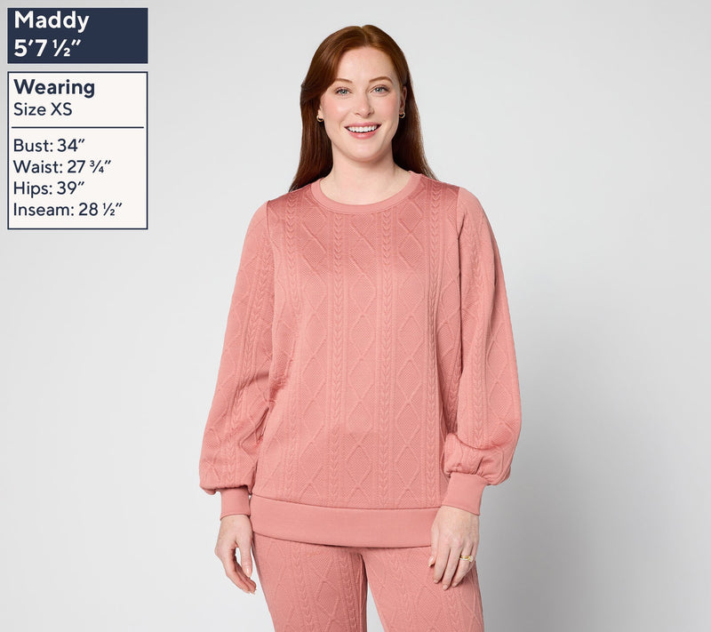 Belle by Kim Gravel Cable Chic Crewneck — View 3