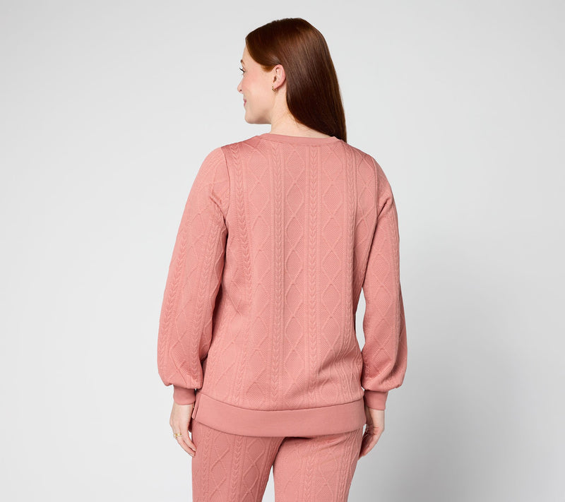 Belle by Kim Gravel Cable Chic Crewneck — View 4