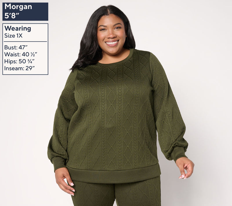 Belle by Kim Gravel Cable Chic Crewneck — View 2