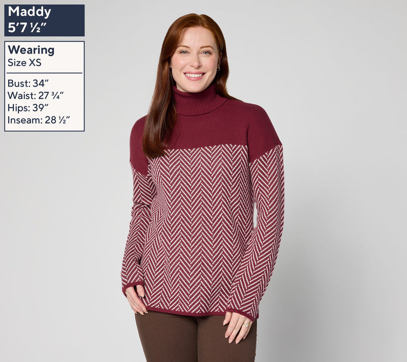 Belle by Kim Gravel Herringbone Colorblock Turtleneck — View 3