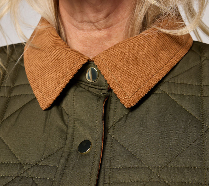 Belle by Kim Gravel Corduroy Collar Snap Front Quilted Jacket — View 5