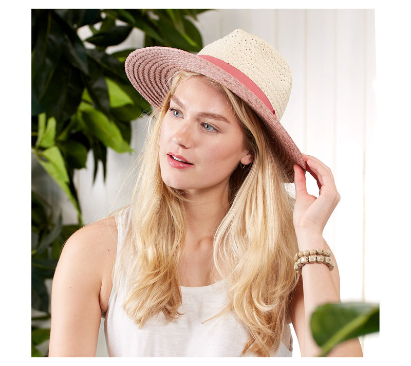 Hadley Wren Woven Colorblock Panama Hat — View 5