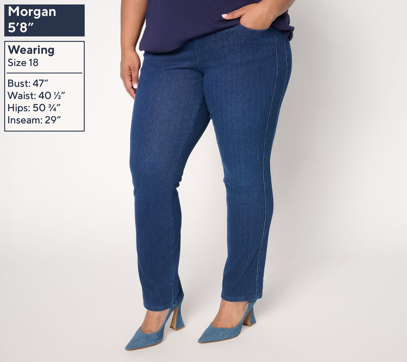 Belle by Kim Gravel Regular Flexibelle Side Sparkle Straight Jean — View 2