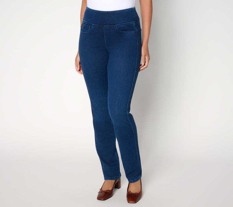 Belle by Kim Gravel Petite Flexibelle Side Sparkle Straight Jean — View 11
