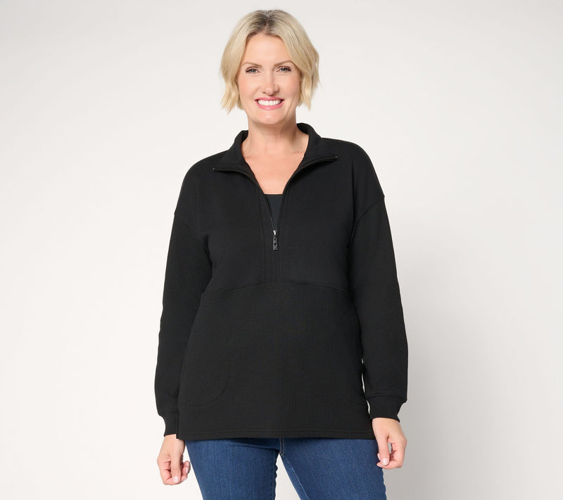 Belle by Kim Gravel Mixed Media Micro Waffle Half Zip — View 13