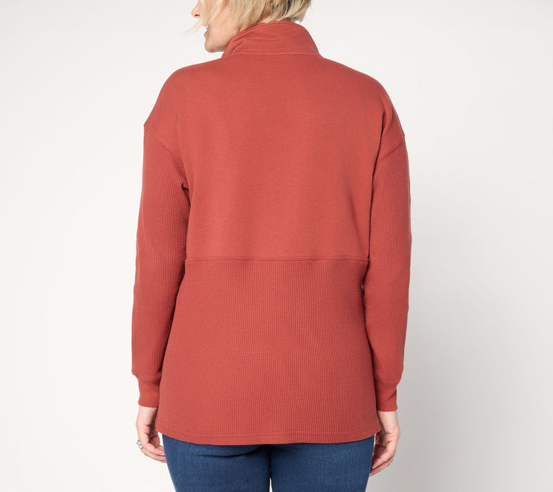 Belle by Kim Gravel Mixed Media Micro Waffle Half Zip — View 6
