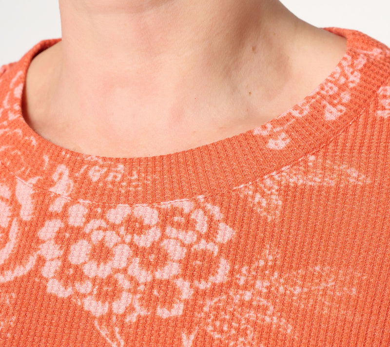 Belle by Kim Gravel Micro Waffle Vintage Floral Printed Top — View 6
