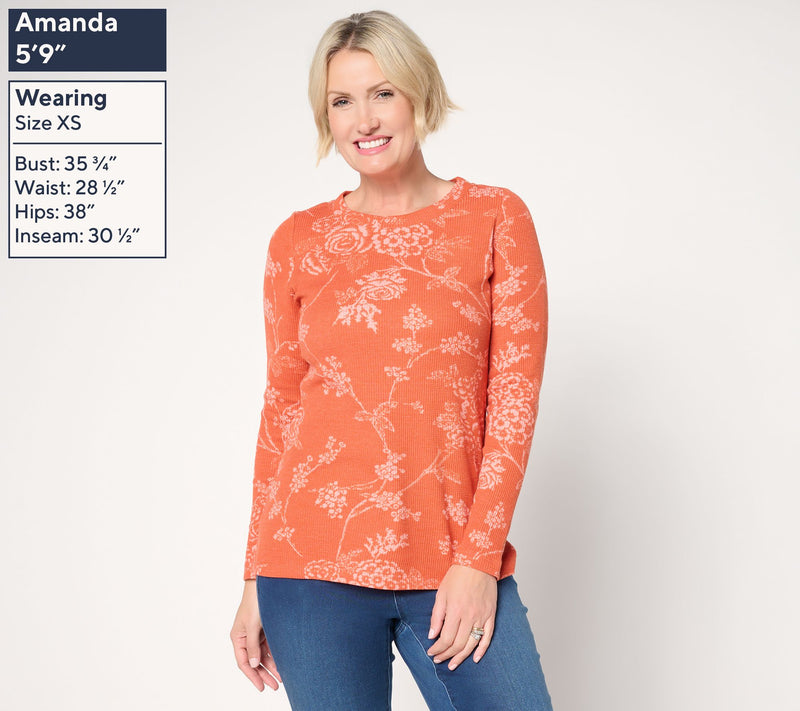 Belle by Kim Gravel Micro Waffle Vintage Floral Printed Top — View 3
