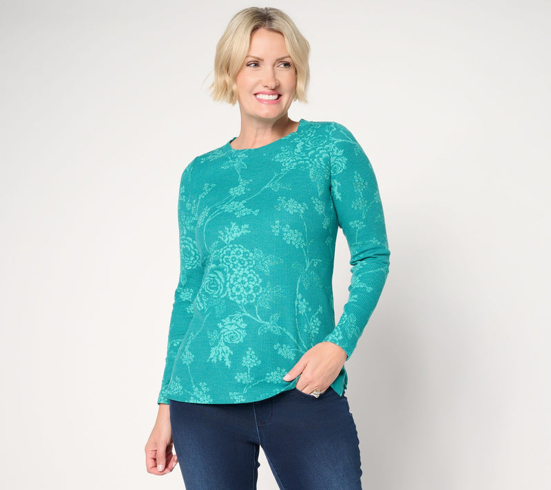 Belle by Kim Gravel Micro Waffle Vintage Floral Printed Top — View 13