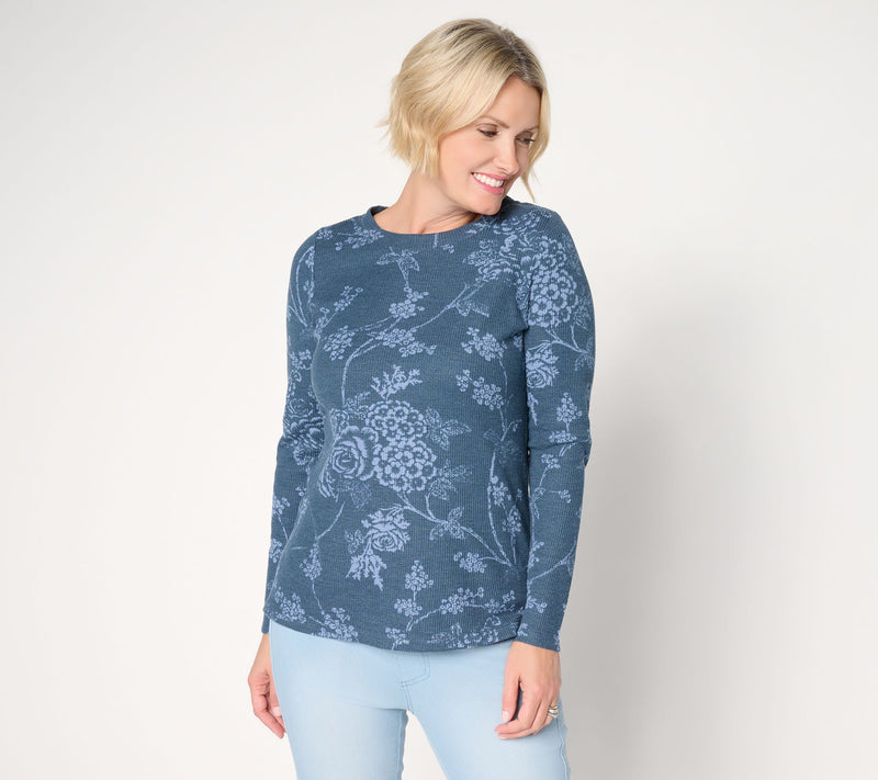 Belle by Kim Gravel Micro Waffle Vintage Floral Printed Top — View 14