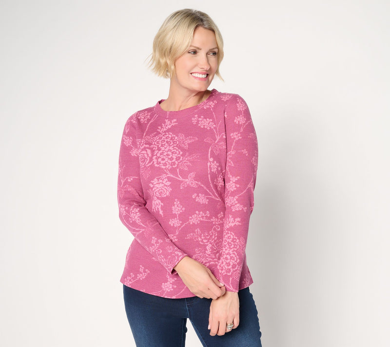 Belle by Kim Gravel Micro Waffle Vintage Floral Printed Top — View 16