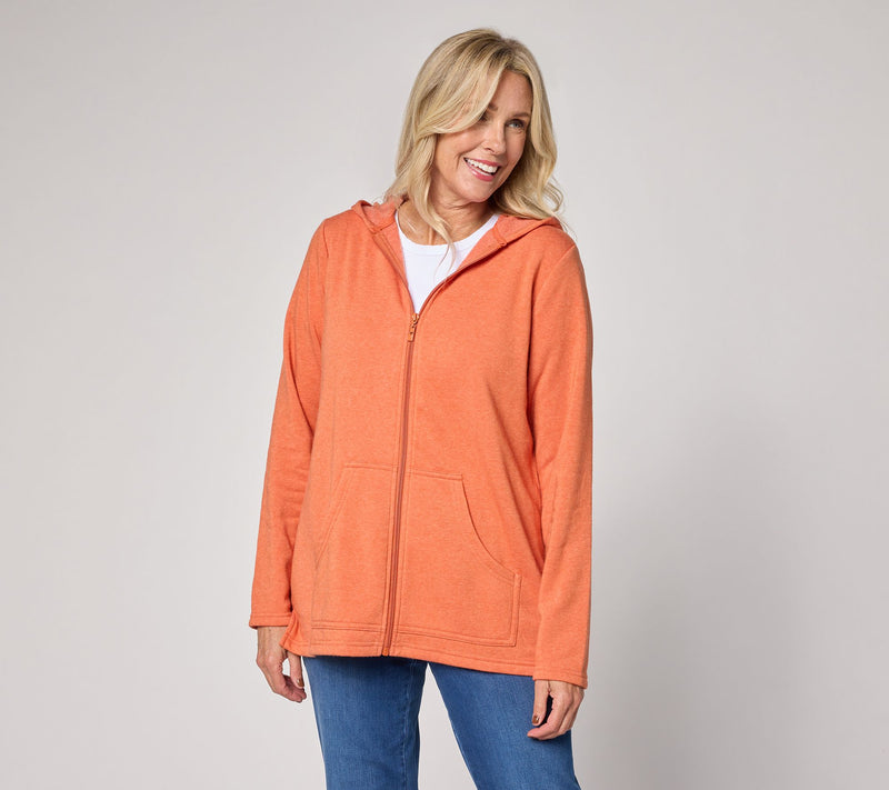 Belle by Kim Gravel Sponge Fleece Zip Front Hooded Jacket — Main view