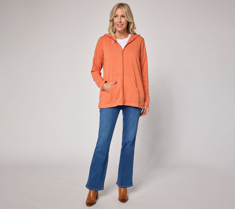 Belle by Kim Gravel Sponge Fleece Zip Front Hooded Jacket — View 5