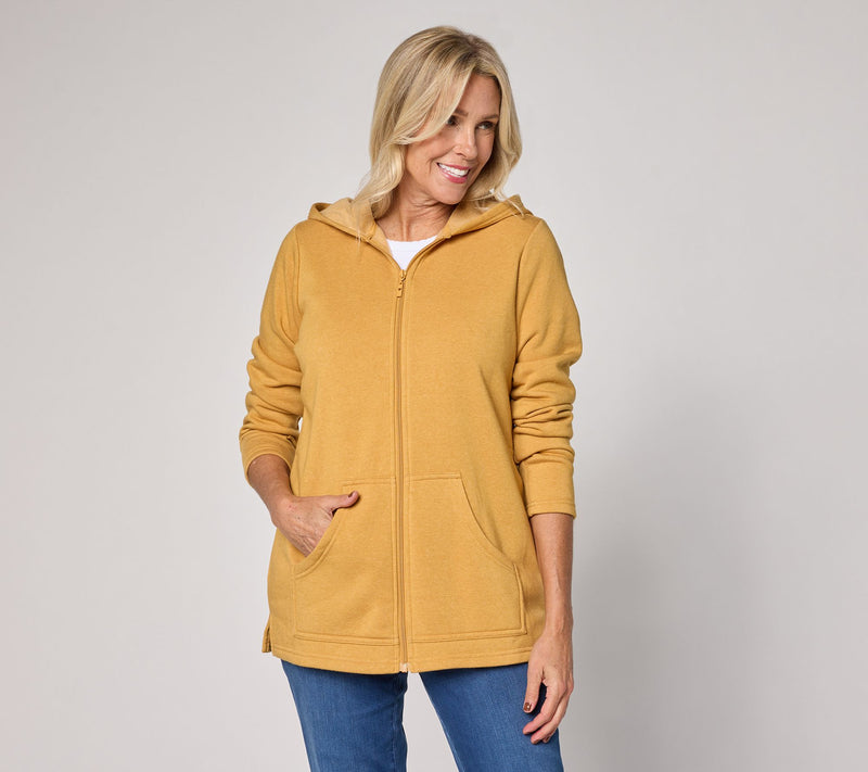 Belle by Kim Gravel Sponge Fleece Zip Front Hooded Jacket — View 12