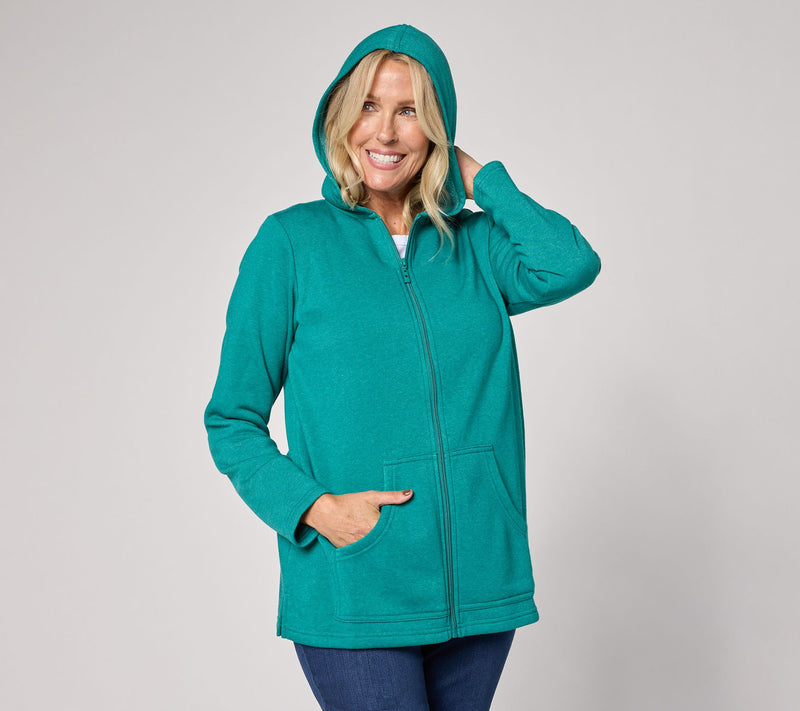 Belle by Kim Gravel Sponge Fleece Zip Front Hooded Jacket — View 13