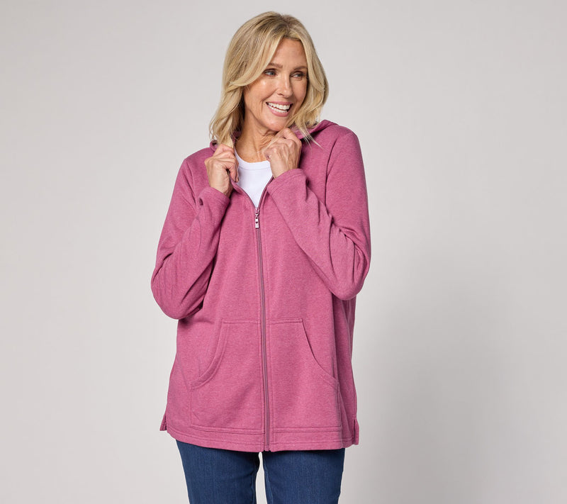 Belle by Kim Gravel Sponge Fleece Zip Front Hooded Jacket — View 16