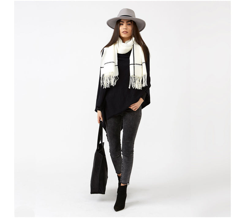 Hadley Wren Solid Knit Cotton Poncho — View 2