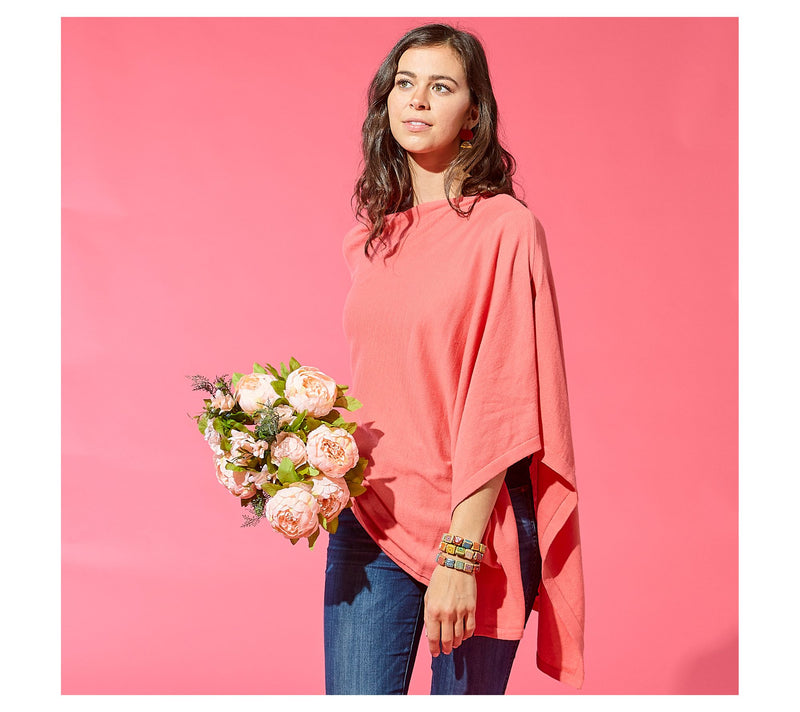 Hadley Wren Solid Knit Cotton Poncho — View 4