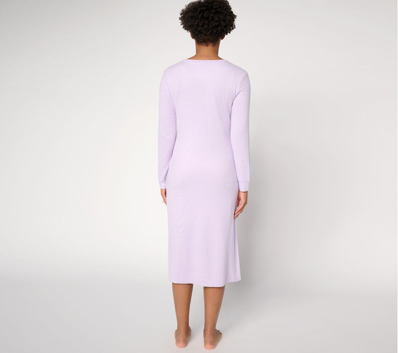 MUK LUKS Ribbed Butterknit Button Detail Lounge Dress — View 7