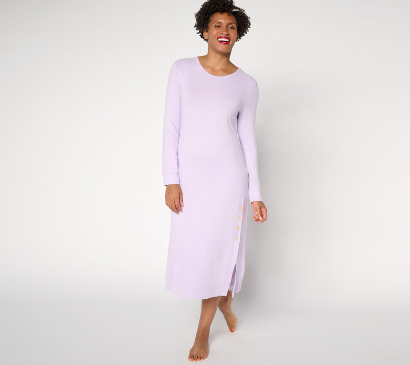 MUK LUKS Ribbed Butterknit Button Detail Lounge Dress — View 14