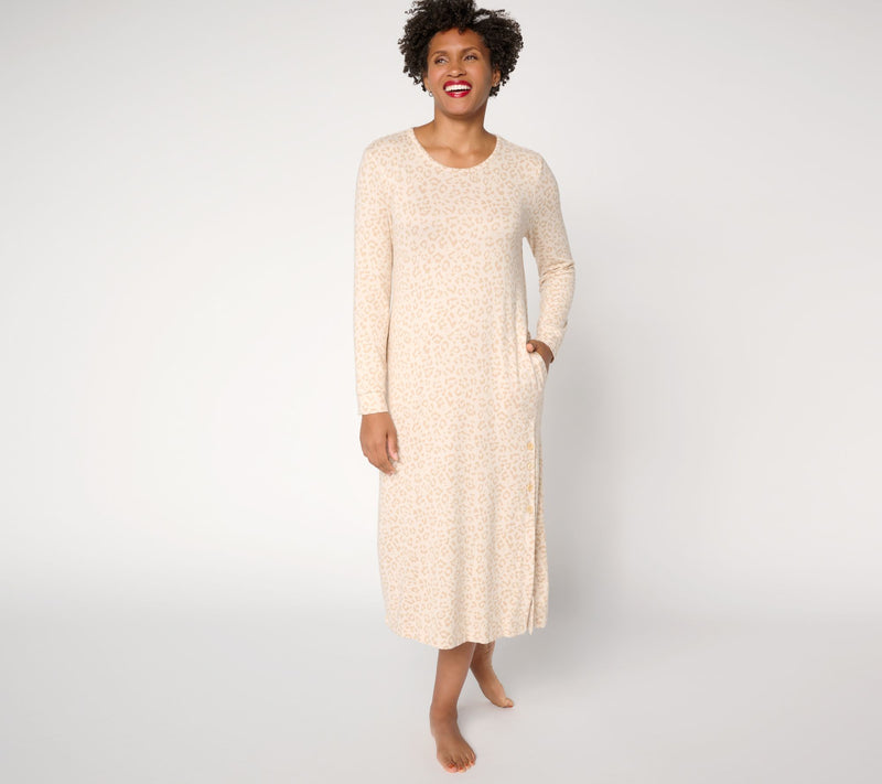 MUK LUKS Ribbed Butterknit Button Detail Lounge Dress — View 5