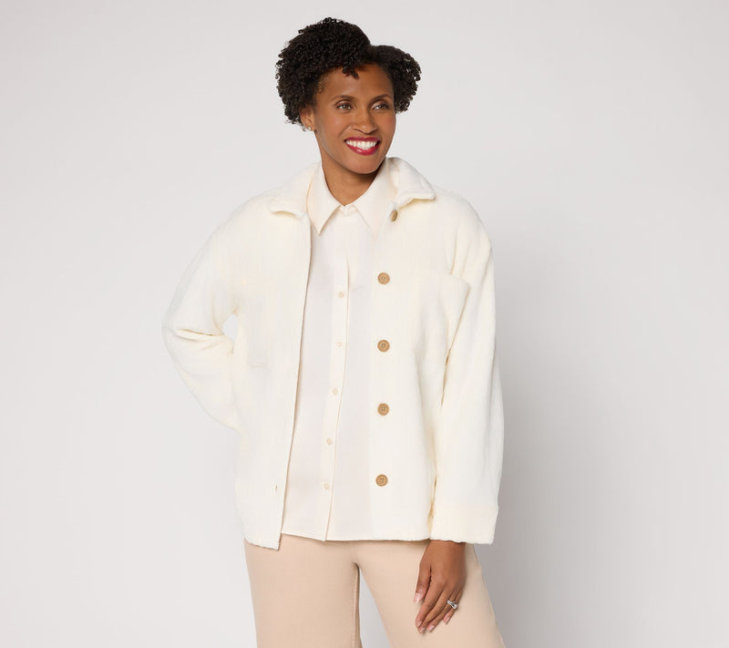 MUK LUKS Cable Fleece Lounge Shacket — View 12