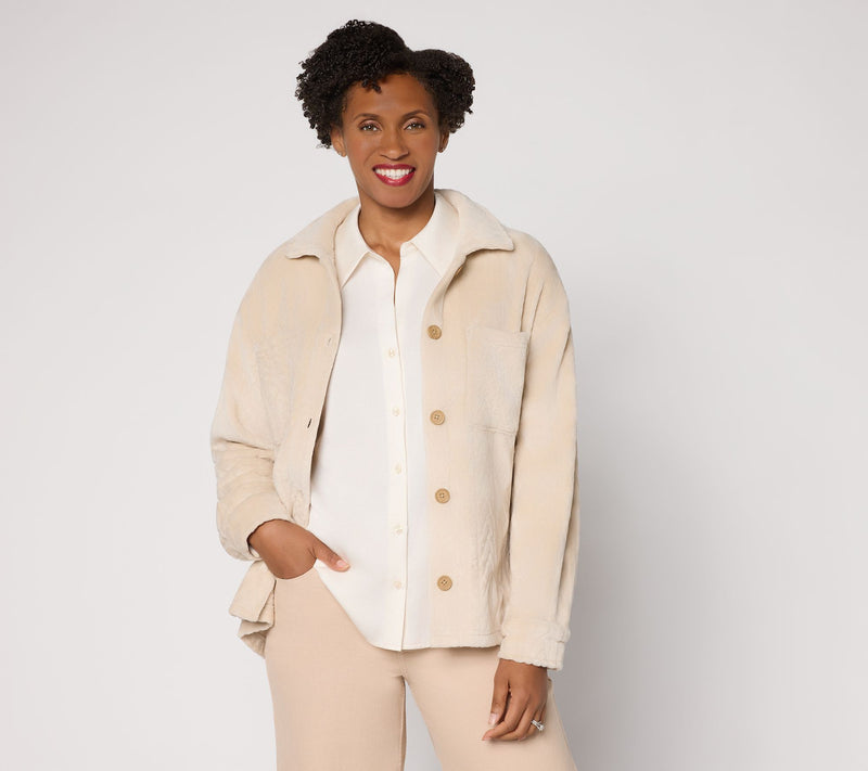 MUK LUKS Cable Fleece Lounge Shacket — View 13