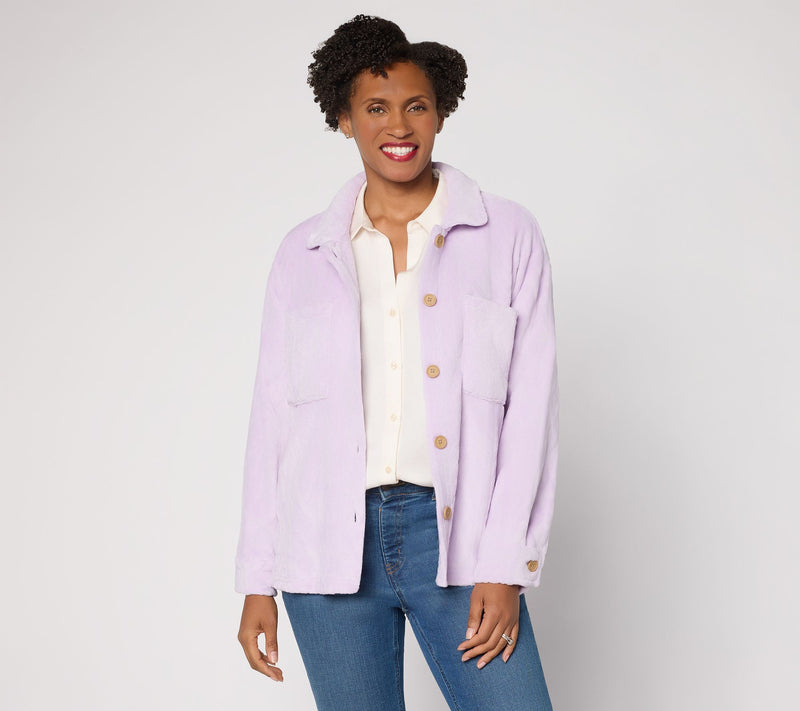 MUK LUKS Cable Fleece Lounge Shacket — View 14
