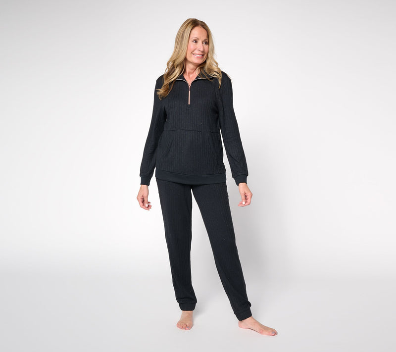 MUK LUKS Sweater Knit Zip-Up Lounge Set — Main view