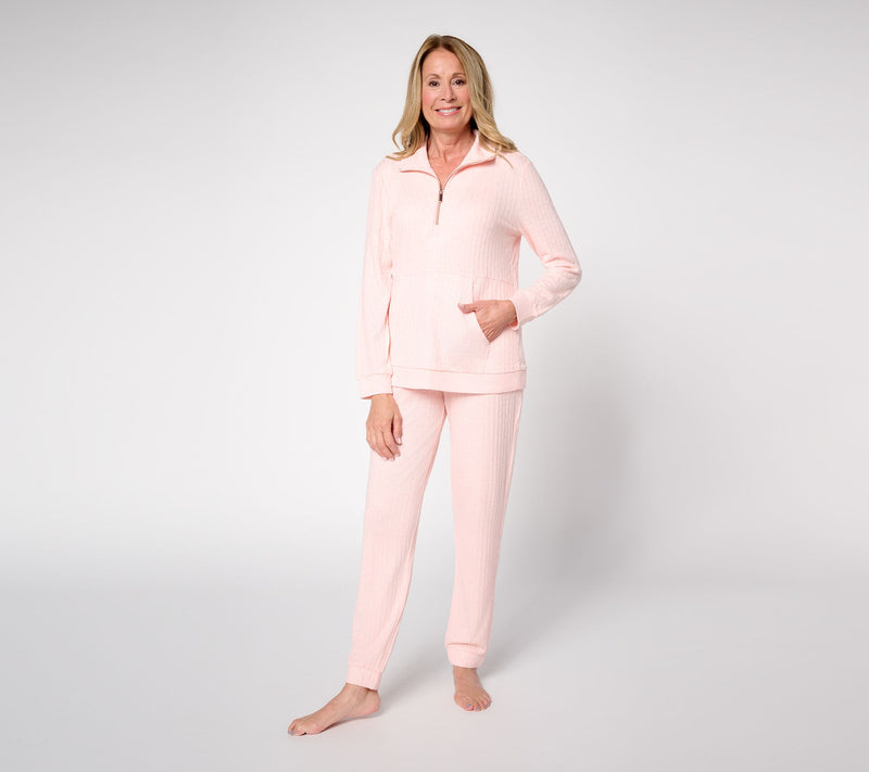 MUK LUKS Sweater Knit Zip-Up Lounge Set — View 11
