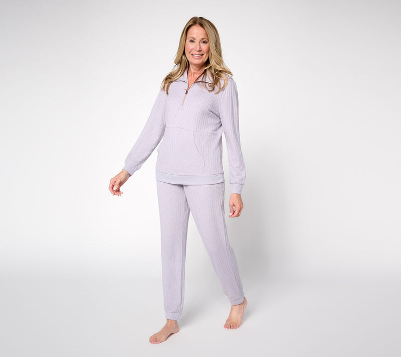 MUK LUKS Sweater Knit Zip-Up Lounge Set — View 9
