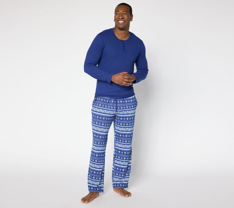 MUK LUKS Men's Henley Printed Pajama Set — View 8