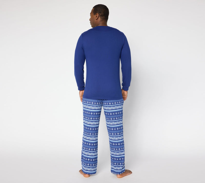MUK LUKS Men's Henley Printed Pajama Set — View 9