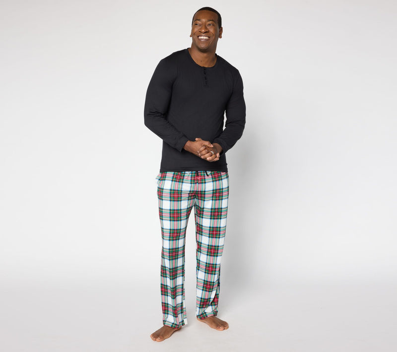 MUK LUKS Men's Henley Printed Pajama Set — View 3