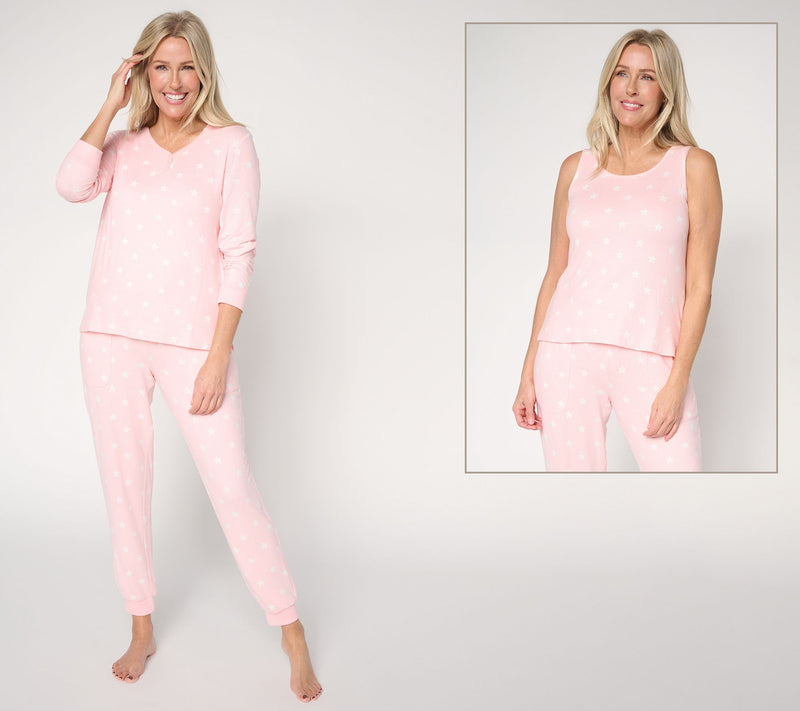 MUK LUKS Butterknit Henley, Tank, and Jogger Pajama Set — View 13