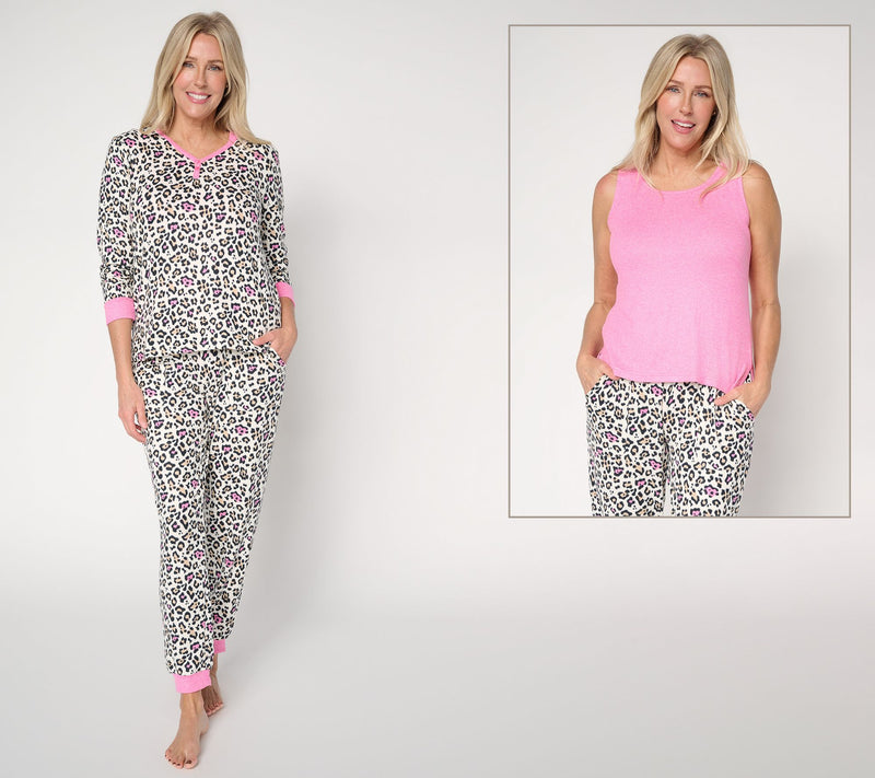 MUK LUKS Butterknit Henley, Tank, and Jogger Pajama Set — View 14