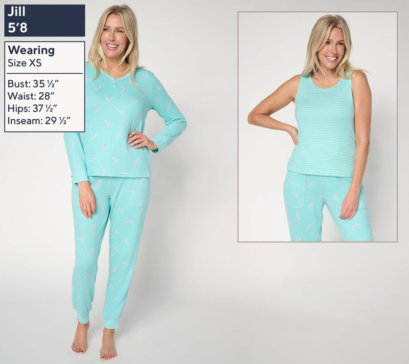 MUK LUKS Butterknit Henley, Tank, and Jogger Pajama Set — View 2