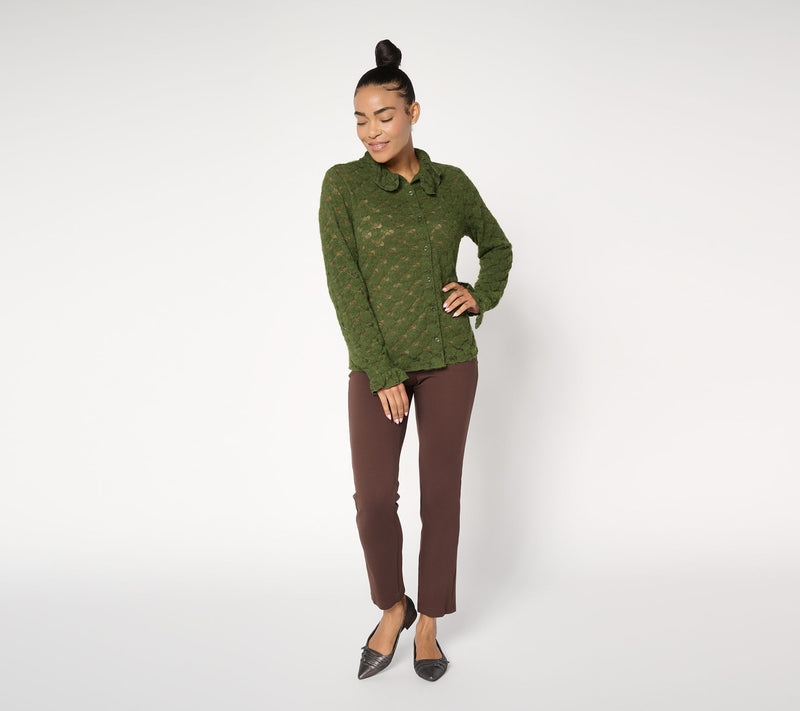 Studio Park x Sandra Bennett Woven Lace Button Front Blouse — View 9
