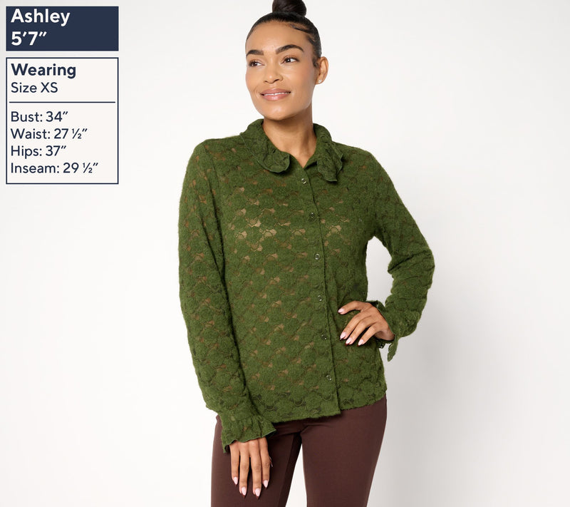 Studio Park x Sandra Bennett Woven Lace Button Front Blouse — View 7