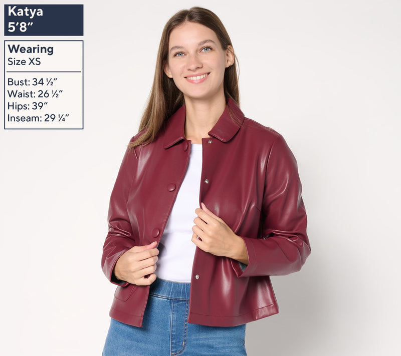 Studio Park x Sandra Bennett Faux Leather Snap Front Jacket — View 3