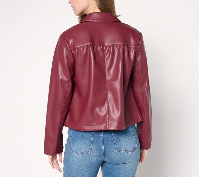 Studio Park x Sandra Bennett Faux Leather Snap Front Jacket — View 4