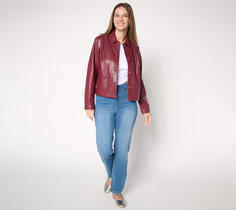 Studio Park x Sandra Bennett Faux Leather Snap Front Jacket — View 5
