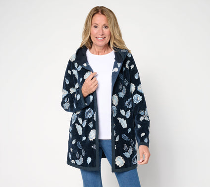Driftwood Jeans Corded Shelly Kimono with Embroidery - Floral Foliage