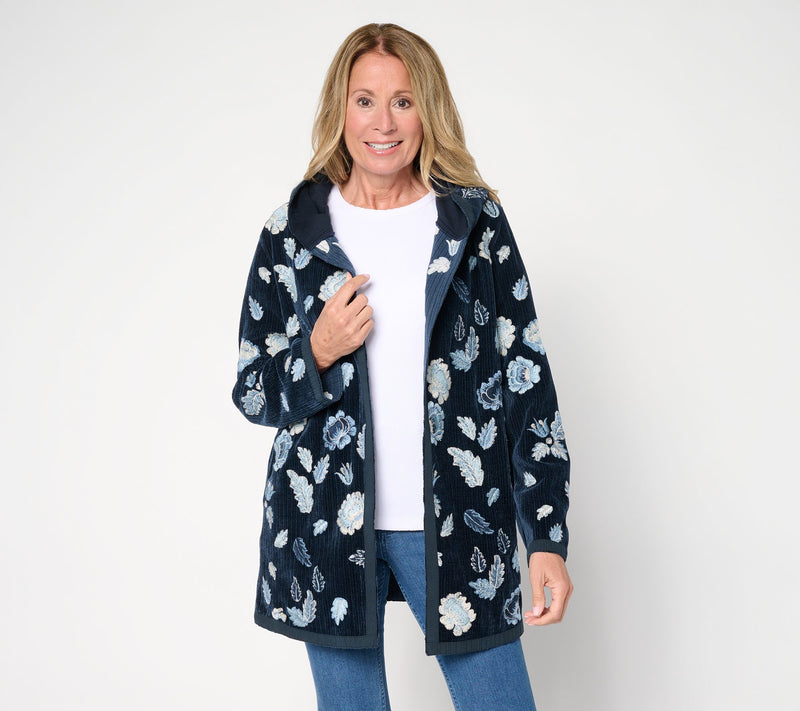 Driftwood Jeans Corded Shelly Kimono with Embroidery - Floral Foliage — View 7