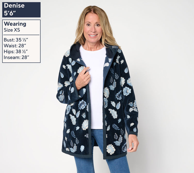 Driftwood Jeans Corded Shelly Kimono with Embroidery - Floral Foliage — View 2