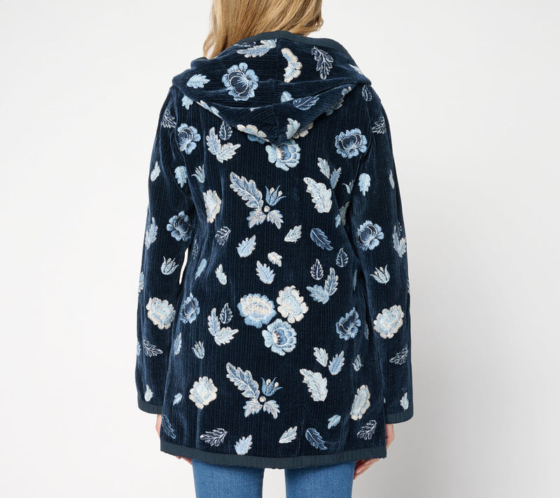 Driftwood Jeans Corded Shelly Kimono with Embroidery - Floral Foliage — View 3