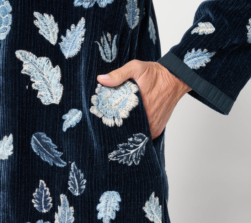Driftwood Jeans Corded Shelly Kimono with Embroidery - Floral Foliage — View 5