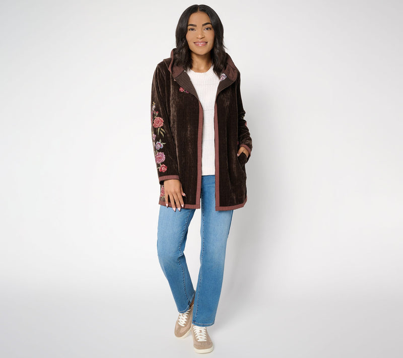 Driftwood Jeans Corded Shelly Kimono with Embroidery - Bows & Roses — View 4